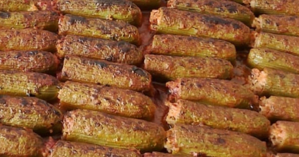 كوسة محشية باللحم المفروم في الفرن