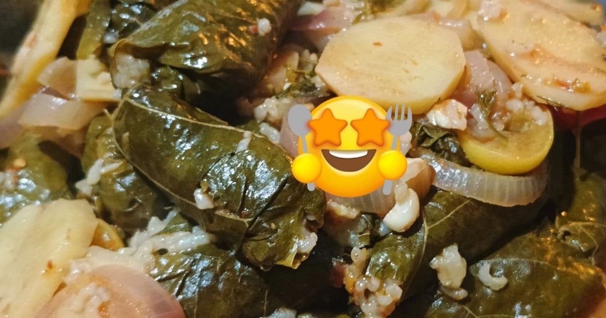 طاجن ورق العنب مع البطاطس