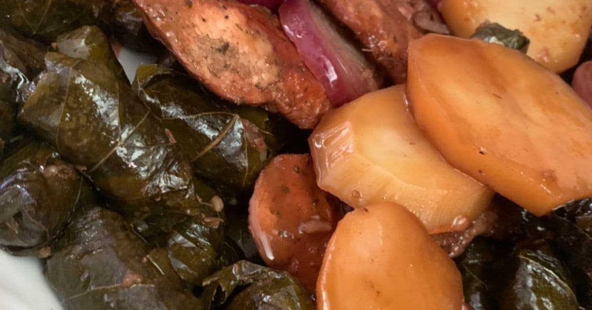 مقلوبة ورق العنب بالدجاج