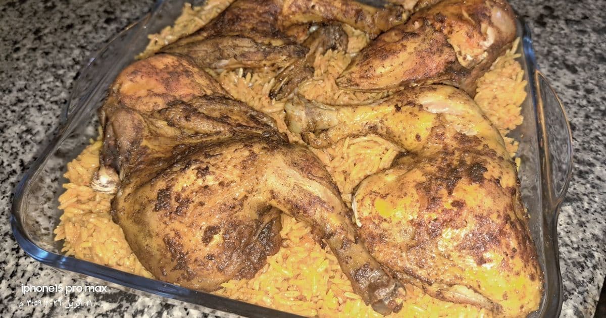 مندي الدجاج بالفرن بنكهة الزعفران واللومي
