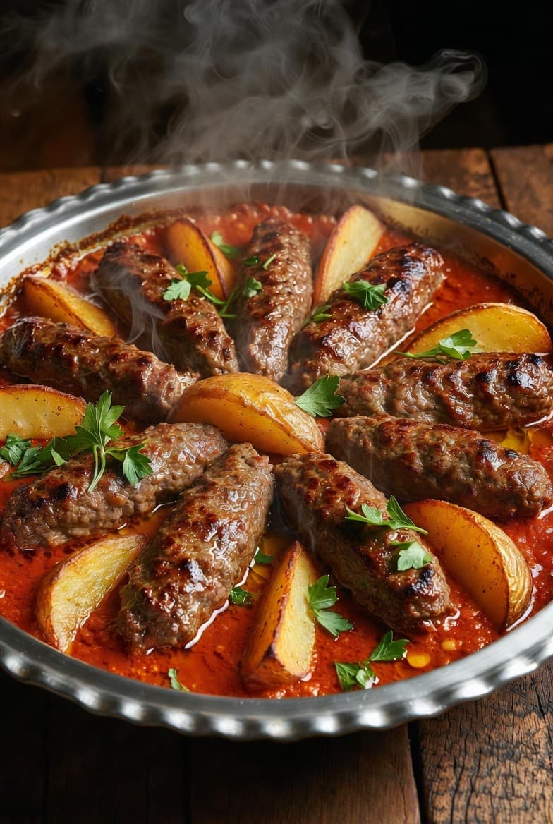 صينية الكفتة بالبطاطس المشوية